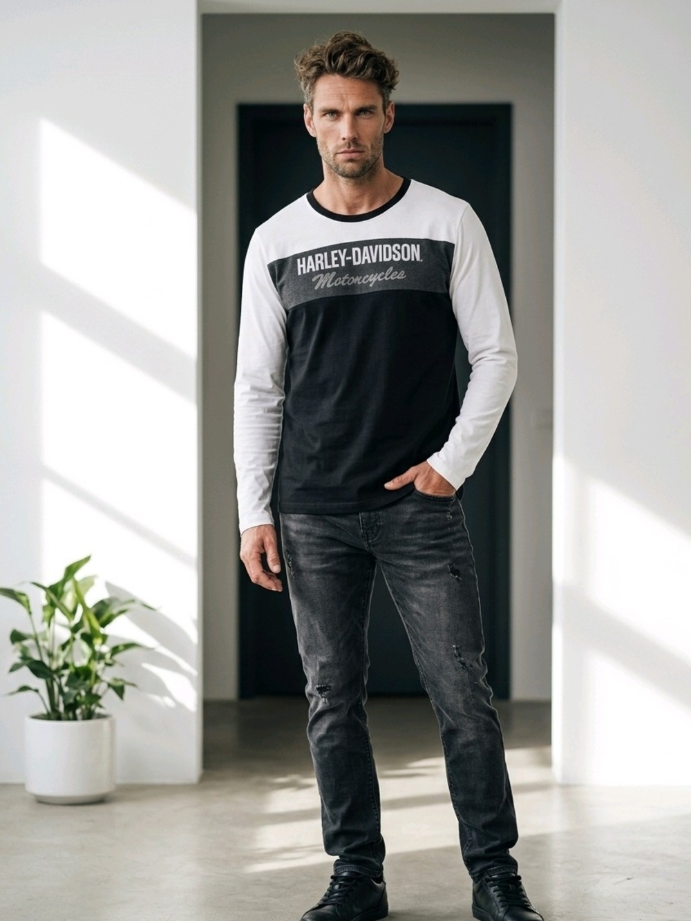 Harley-Davidson Men's Performance Colorblock Long Sleeve Tee Shirt - Size L